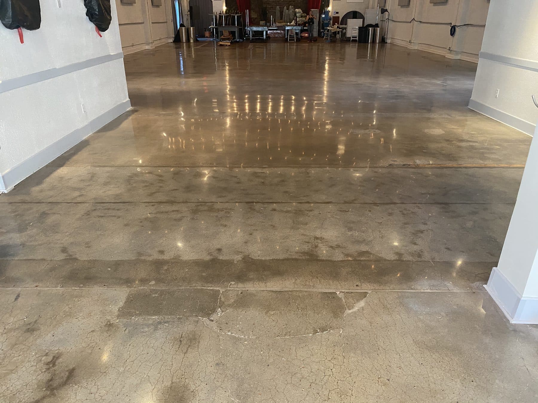 Finished polished concrete on a commercial floor